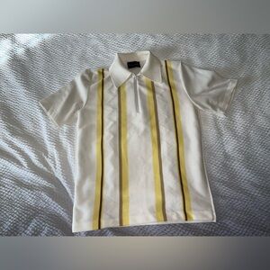 Vintage Striped Polo Shirt with Yellow and Brown Accents Lahmar Size Large